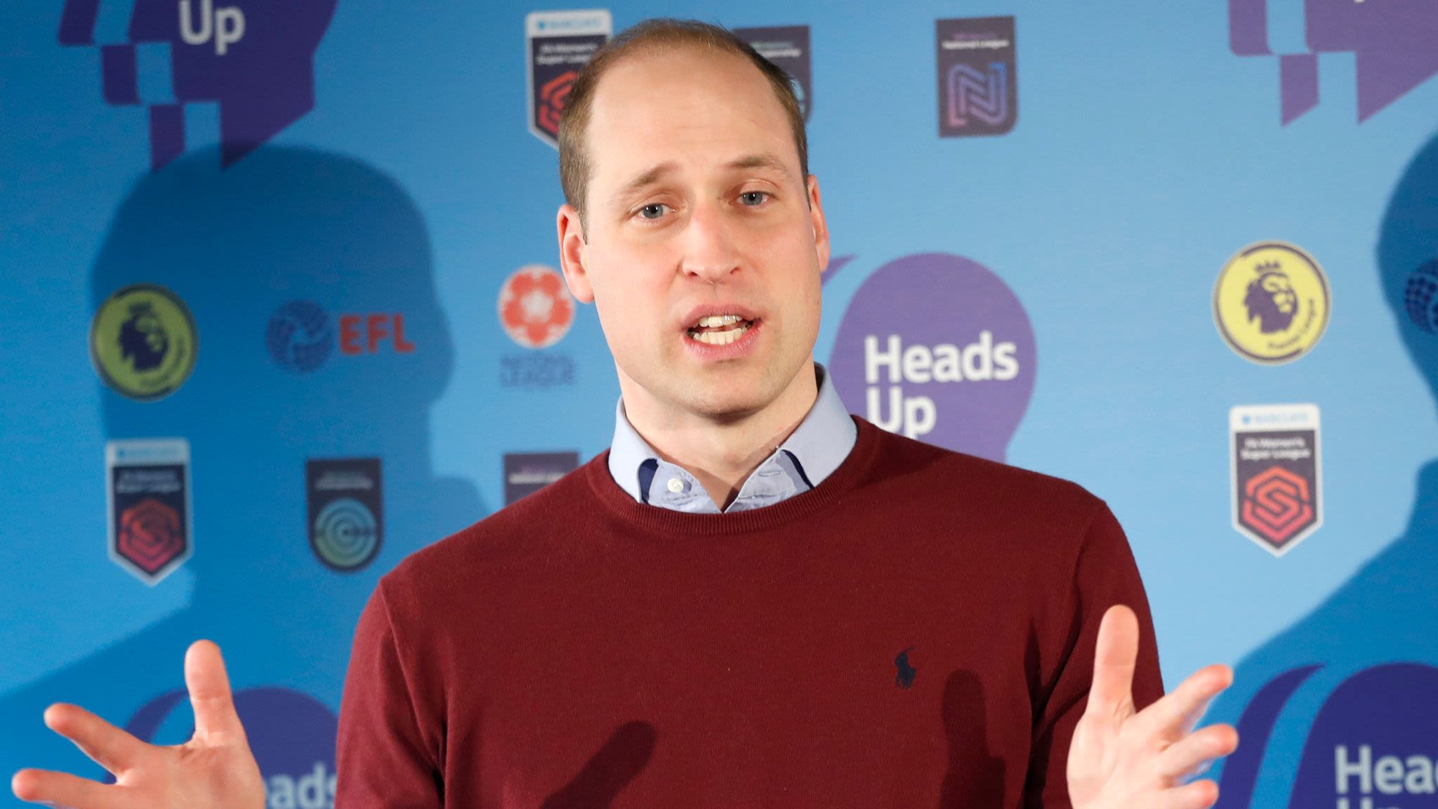 Prince William talking about the football based mental health charity, Heads Up (Image credit: Sky Sports)
