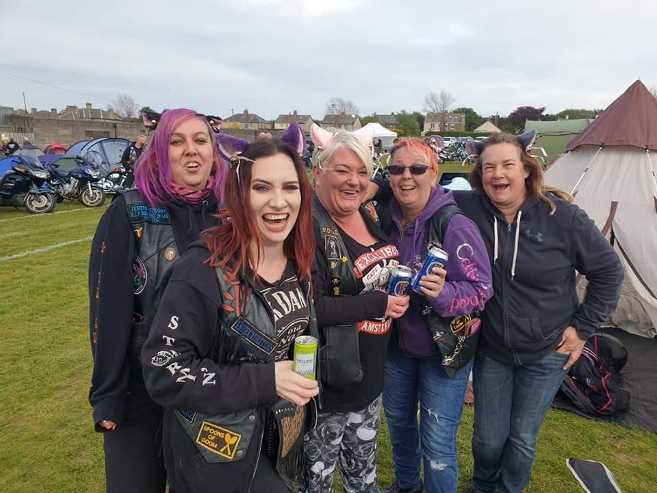 Charlotte Attle and her friends at a Bike Rally